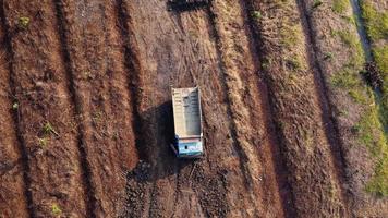 Aerial view of heavy earthmovers in construction site. video