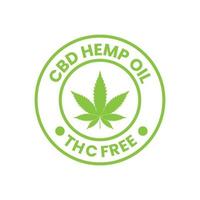THC Free Stamp Icon, cbd hemp oil label design template elements vector