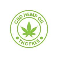 THC Free Stamp Icon, cbd hemp oil label design template elements vector