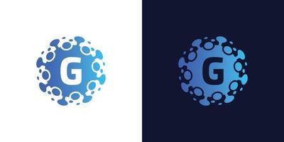 molecule initial Letter G Logo design , Lab Logo Design Element , Design Vector with Dots