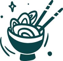 Ramen with chopsticks icon vector