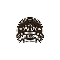 Garlic spice emblem logo vector in vintage style, garlic logo design template