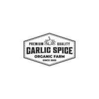 Garlic spice badge logo vector design vintage style