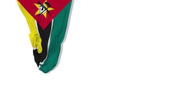 Mozambique hangende kleding stof vlag golvend in wind 3d weergave, onafhankelijkheid dag, nationaal dag, chroma sleutel, luma matte selectie van vlag video