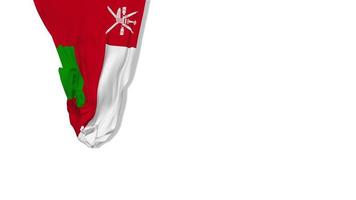 Oman sospeso tessuto bandiera agitando nel vento 3d rendering, indipendenza giorno, nazionale giorno, croma chiave, luma Opaco selezione di bandiera video
