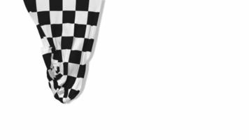Racing Checker Hanging Fabric Flag Waving in Wind 3D Rendering, Chroma Key, Luma Matte Selection of Flag video