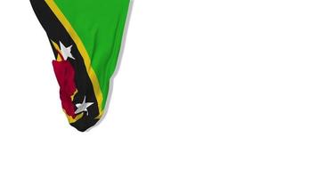 saint kitts et nevis suspendus drapeau en tissu agitant dans le vent rendu 3d, fête de l'indépendance, fête nationale, clé chroma, sélection luma matte du drapeau video