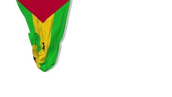 sao tomé und principe hängende stoffflagge weht im wind 3d-rendering, unabhängigkeitstag, nationaltag, chroma-key, luma-matte auswahl der flagge video