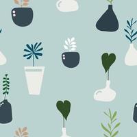 Cute elegant potted plants seamless pattern vector
