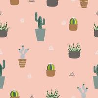 Seamless hand drawn cactus pattern background vector illustration for design