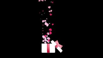 een geschenk voor Valentijnsdag dag, geschenk in lus en transparant achtergrond video