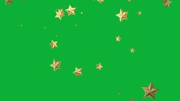Gold stars falling animation in green screen video