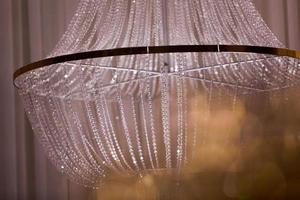 wedding decor beautiful crystal chandelier close up photo