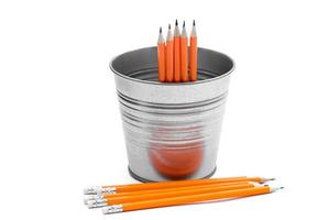 pencils on a white background in a bucket photo