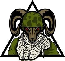 goat army illustration logo vector