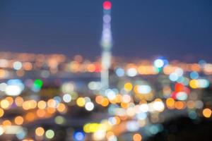 The blur bokeh city nightlife of Auckland at dusk, New Zealand. photo