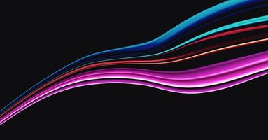 Abstract color wave on black background, 3d neon colors flow, wide banner, copy space photo