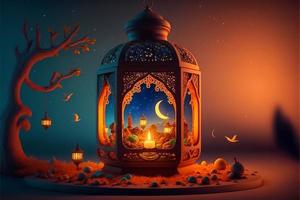 3D render ramadan kareem decoration photo