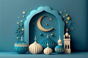 Illustration of ramadan kareem decoration, 3D Render photo