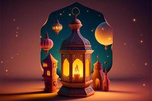 3D render Illustration of a Lantern for ramadan kareem photo