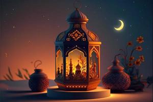 3D render Illustration of a Lantern for ramadan kareem photo