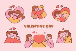 Día de San Valentín. colección de parte superior del cuerpo de parejas felices. vector