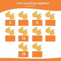 Mathematic counting worksheet. Math activity, count and write the missing numbers, math multiples. Educational printable math worksheet for children. Vector File.