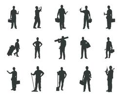 Workers silhouettes, Labor silhouette set vector