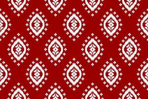 Beautiful ethnic tribal pattern art. Ethnic ikat red seamless pattern. American and Mexican style. vector