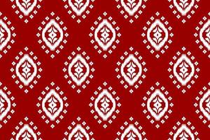 Beautiful ethnic tribal pattern art. Ethnic ikat red seamless pattern. American and Mexican style. vector