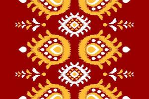 Carpet flower ikat pattern art. Ethnic red seamless pattern traditional. American, Mexican style. vector