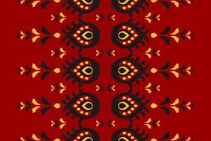 Carpet flower ikat pattern art. Ethnic red seamless pattern traditional. American, Mexican style. vector