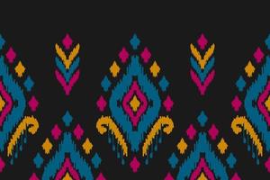 patrón étnico ikat sin costuras en tribal. estampado de adornos étnicos geométricos aztecas. estilo de patrón ikat. vector