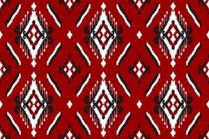 Beautiful ethnic tribal pattern art. Ethnic ikat red seamless pattern. American and Mexican style. vector