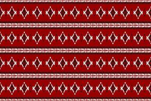 Abstract ikat red pattern art. Geometric ethnic ikat seamless pattern in tribal. American and Mexican style. vector