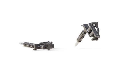 3d two  Realistic tattoo machine with black and metal elements on white background. Vector illustration.