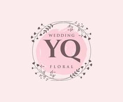 YQ Initials letter Wedding monogram logos template, hand drawn modern minimalistic and floral templates for Invitation cards, Save the Date, elegant identity. vector