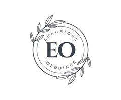 EO Initials letter Wedding monogram logos template, hand drawn modern minimalistic and floral templates for Invitation cards, Save the Date, elegant identity. vector