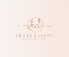 Initial KD feminine logo. Usable for Nature, Salon, Spa, Cosmetic and Beauty Logos. Flat Vector Logo Design Template Element.