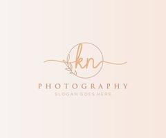 Initial KN feminine logo. Usable for Nature, Salon, Spa, Cosmetic and Beauty Logos. Flat Vector Logo Design Template Element.