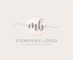 Initial MB feminine logo. Usable for Nature, Salon, Spa, Cosmetic and Beauty Logos. Flat Vector Logo Design Template Element.