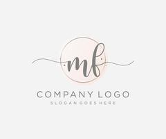logotipo femenino mf inicial. utilizable para logotipos de naturaleza, salón, spa, cosmética y belleza. elemento de plantilla de diseño de logotipo de vector plano.