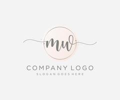 Initial MW feminine logo. Usable for Nature, Salon, Spa, Cosmetic and Beauty Logos. Flat Vector Logo Design Template Element.