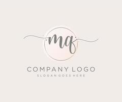 Initial MQ feminine logo. Usable for Nature, Salon, Spa, Cosmetic and Beauty Logos. Flat Vector Logo Design Template Element.