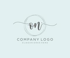 Initial ON feminine logo. Usable for Nature, Salon, Spa, Cosmetic and Beauty Logos. Flat Vector Logo Design Template Element.