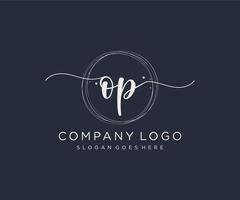 Initial OP feminine logo. Usable for Nature, Salon, Spa, Cosmetic and Beauty Logos. Flat Vector Logo Design Template Element.