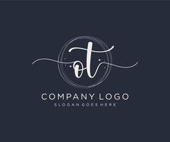 Initial OT feminine logo. Usable for Nature, Salon, Spa, Cosmetic and Beauty Logos. Flat Vector Logo Design Template Element.