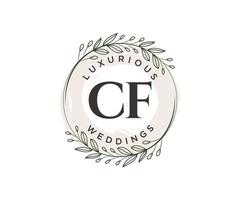 CF Initials letter Wedding monogram logos template, hand drawn modern minimalistic and floral templates for Invitation cards, Save the Date, elegant identity. vector