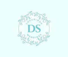 plantilla de logotipos de monograma de boda con letras iniciales ds, plantillas florales y minimalistas modernas dibujadas a mano para tarjetas de invitación, guardar la fecha, identidad elegante. vector