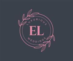 EL Initials letter Wedding monogram logos template, hand drawn modern minimalistic and floral templates for Invitation cards, Save the Date, elegant identity. vector